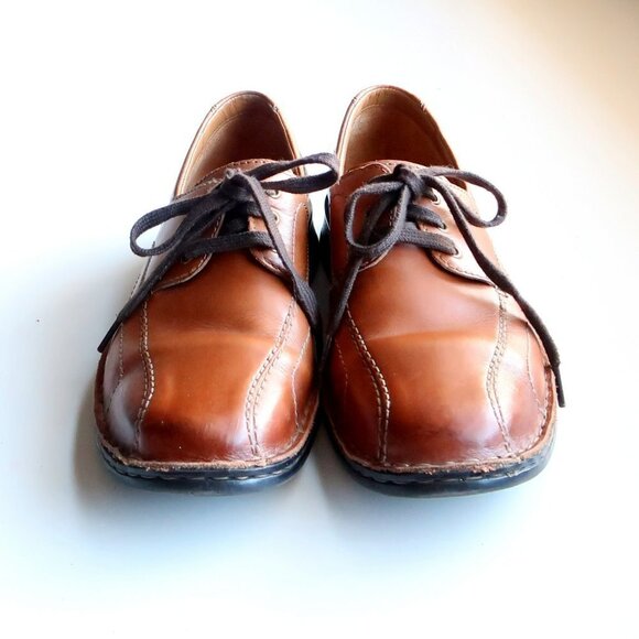 Clarks Caramel Brown Leather Lace-up Men\'s Shoes Size 9.5